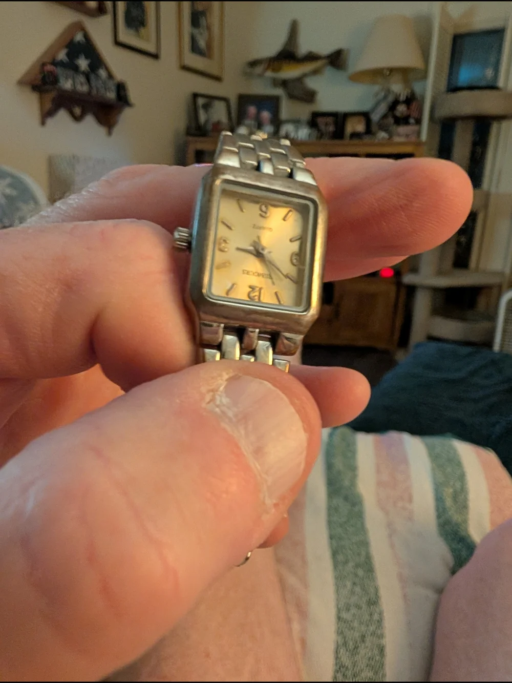 Rumours Square Face With U.S.A. Quartz Watch in Silver with Gold Dial New Batter
